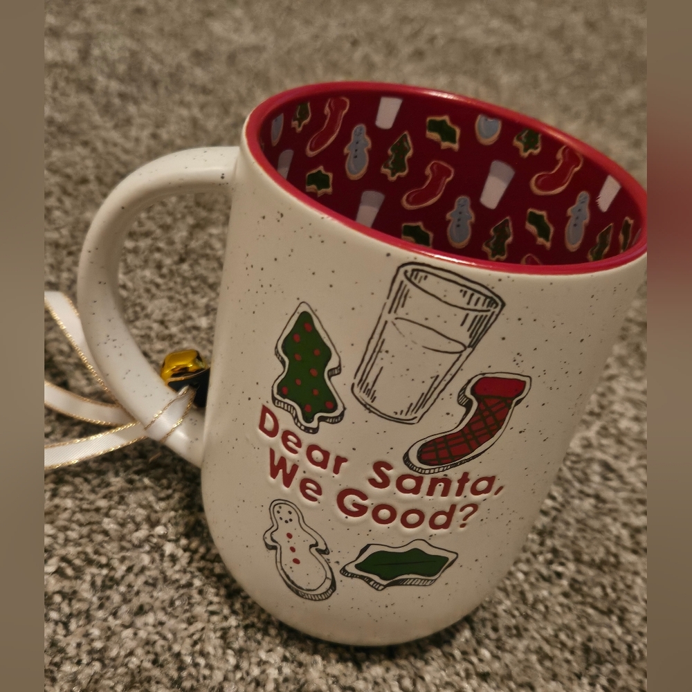 Dear Santa We Good? Milk Cookies Snowman Christmas Mug Red White Green
